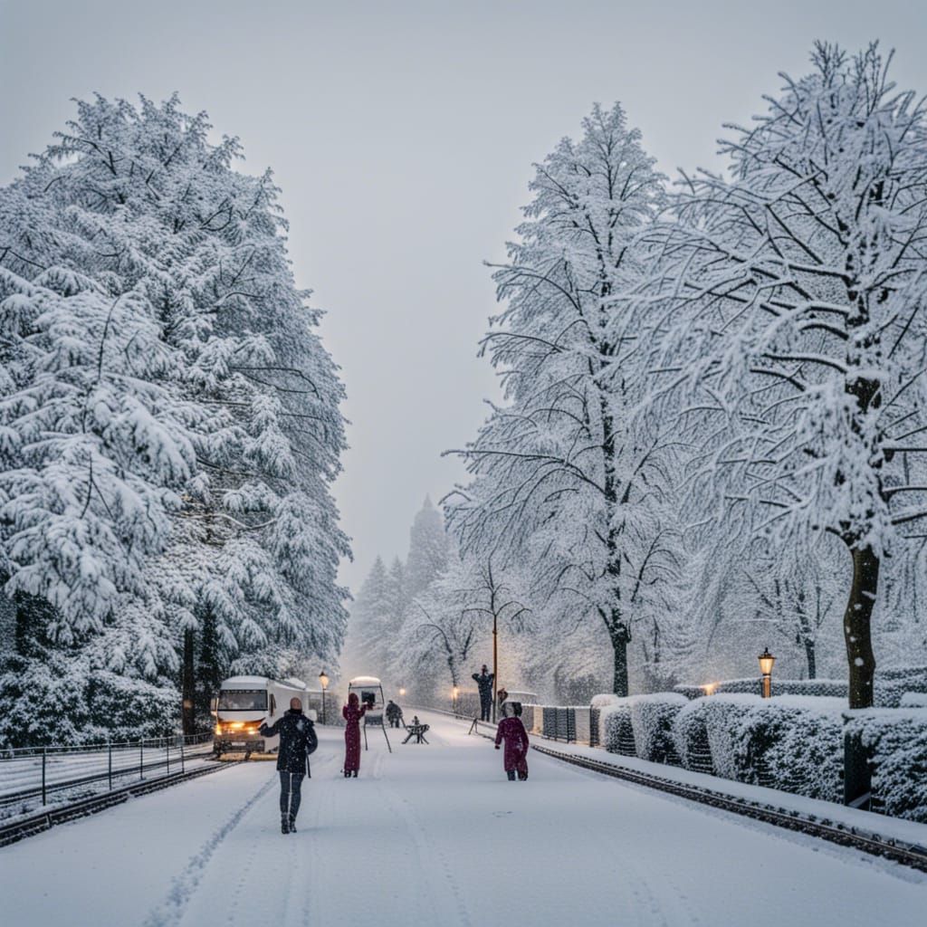 Joyful First Snowfall in Germany