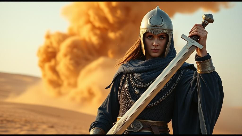 Fierce Desert Warrior in Cinematic Style