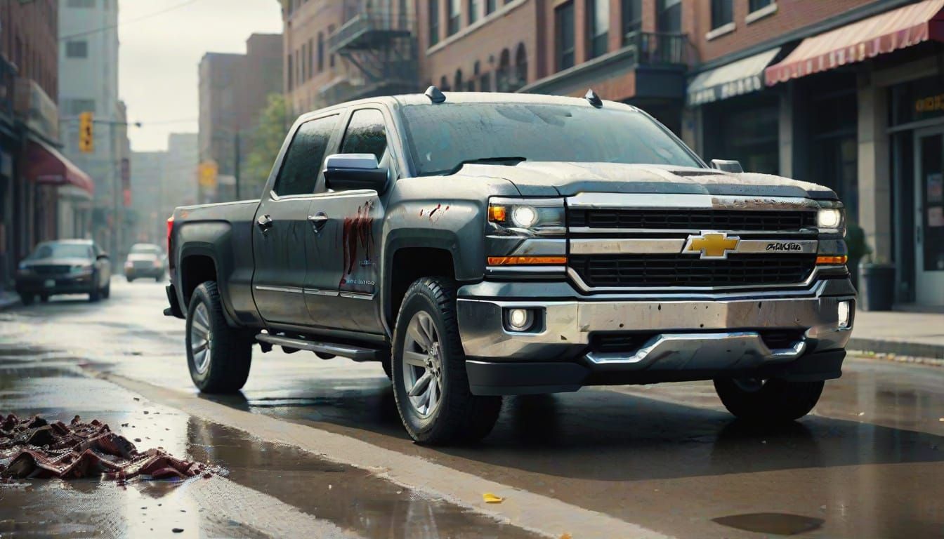 Silverado vs Zombies: Cinematic Horror Film Still