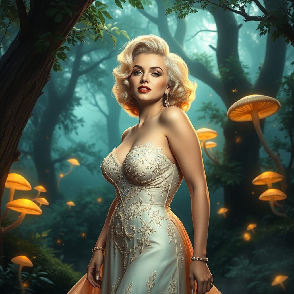 Marilyn Monroe Stepping into Enchanted Forest