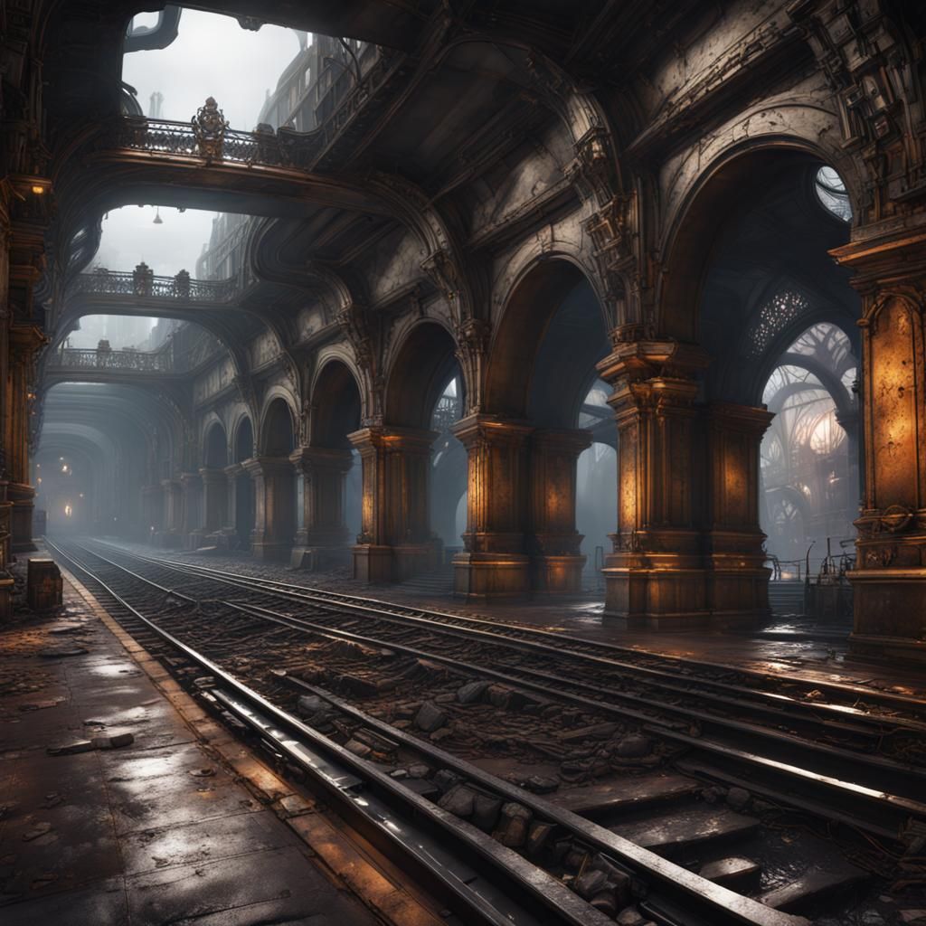 Fantastical Metro Station Concept Art in Deep Color