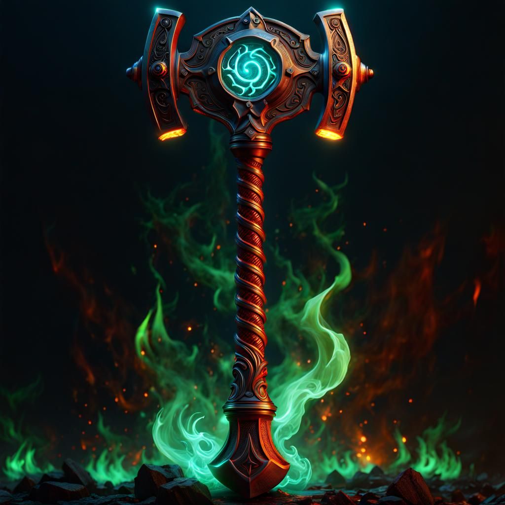 Infernal Iron Hammer with Glowing Runes