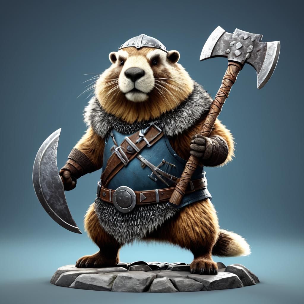 Cartoonish Viking Marmot Game Character