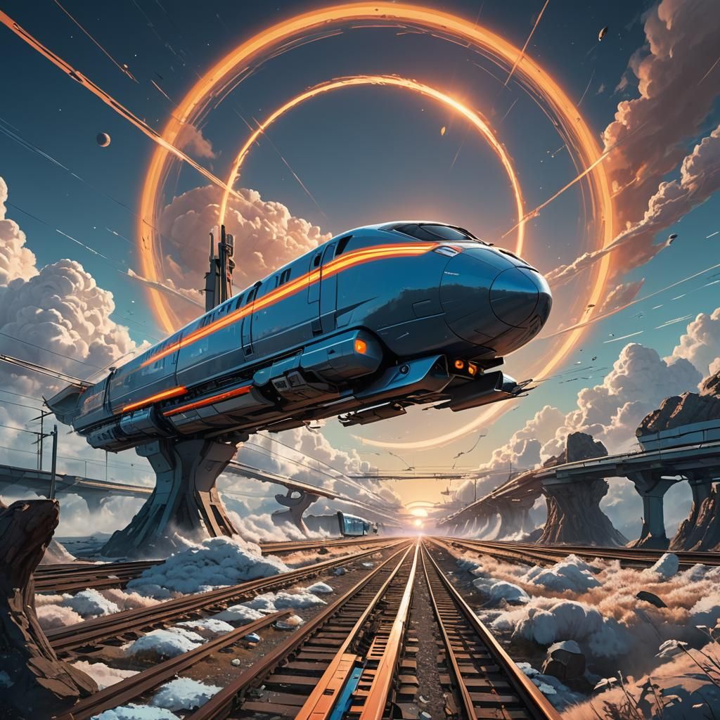 Futuristic Bullet Train on Alien Planet Concept Art