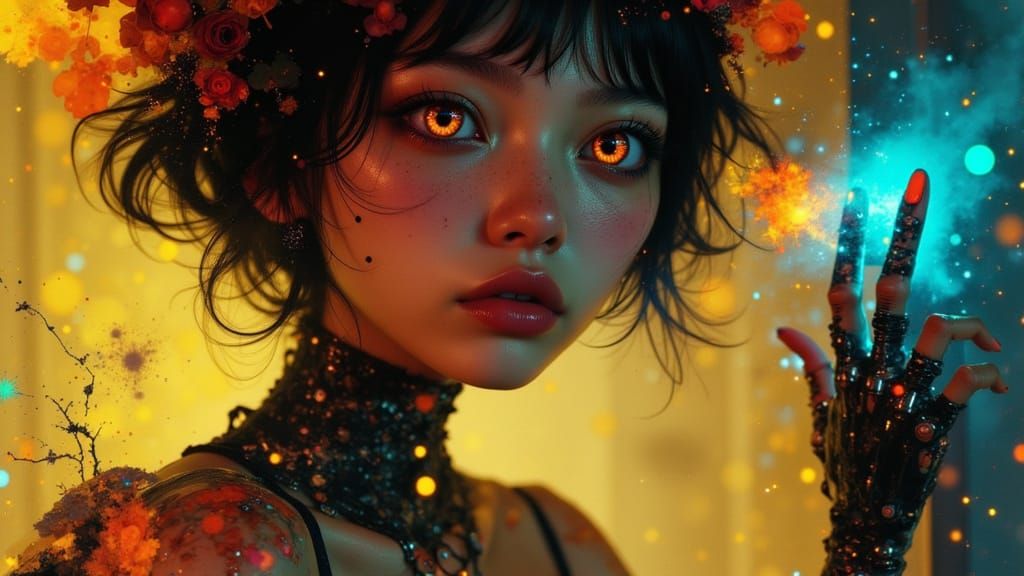 Ethereal Portrait of Dunja in Underground Robot Shop