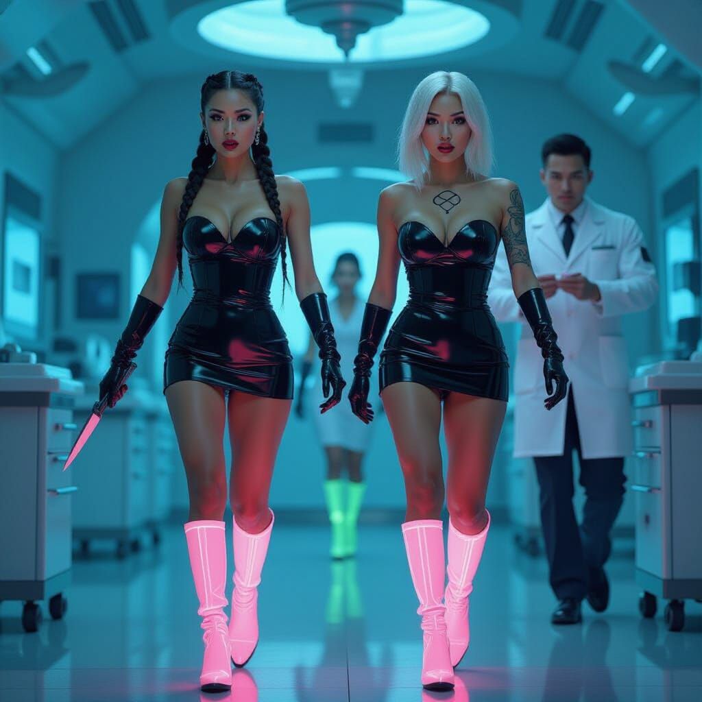 Frightened Women Flee Doctor in Steampunk Hospital