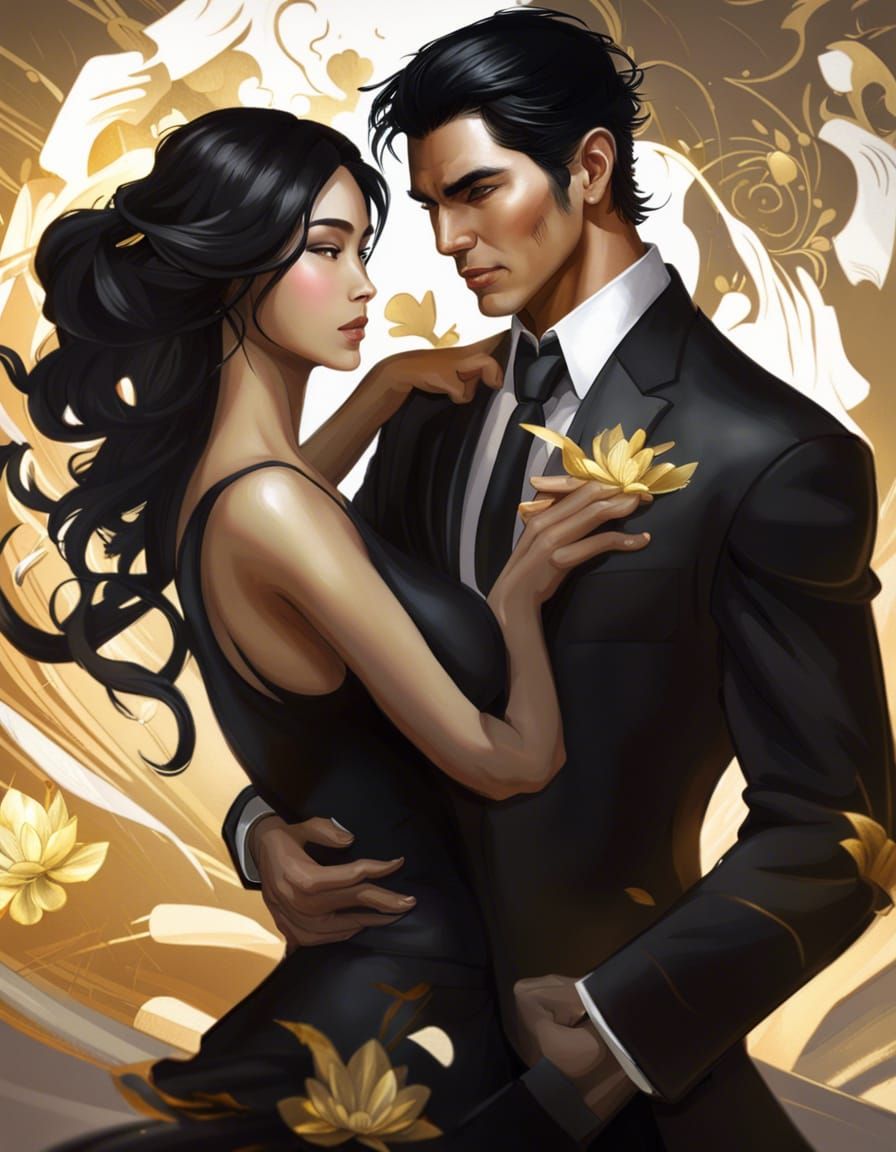 Romantic Portrait of Thai Woman and Asian Man