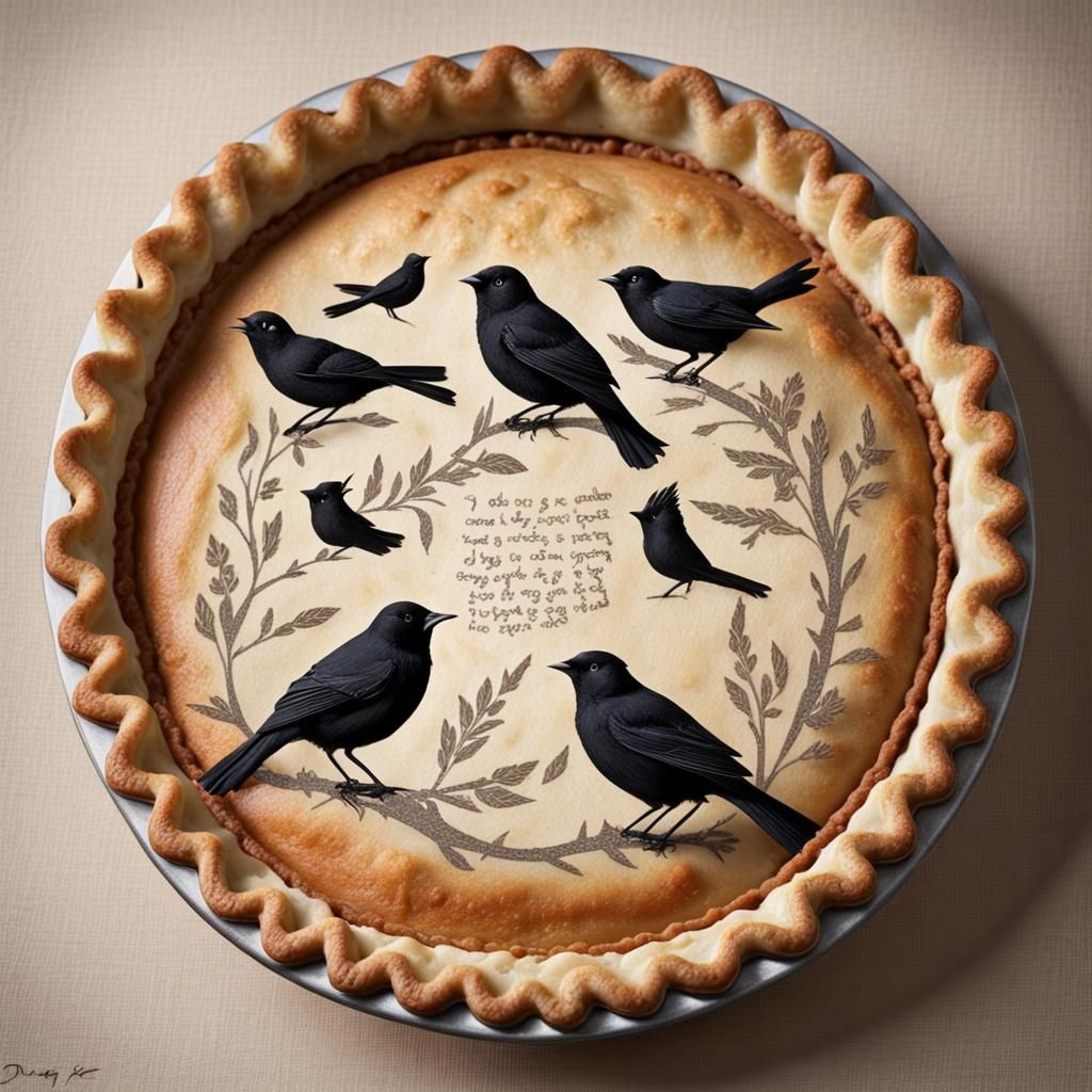 Blackbirds Baked in a Pie: A Whimsical Scene