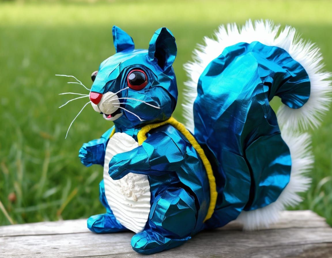 Surreal Upcycled Squirrel Made from Vintage Shell Suits