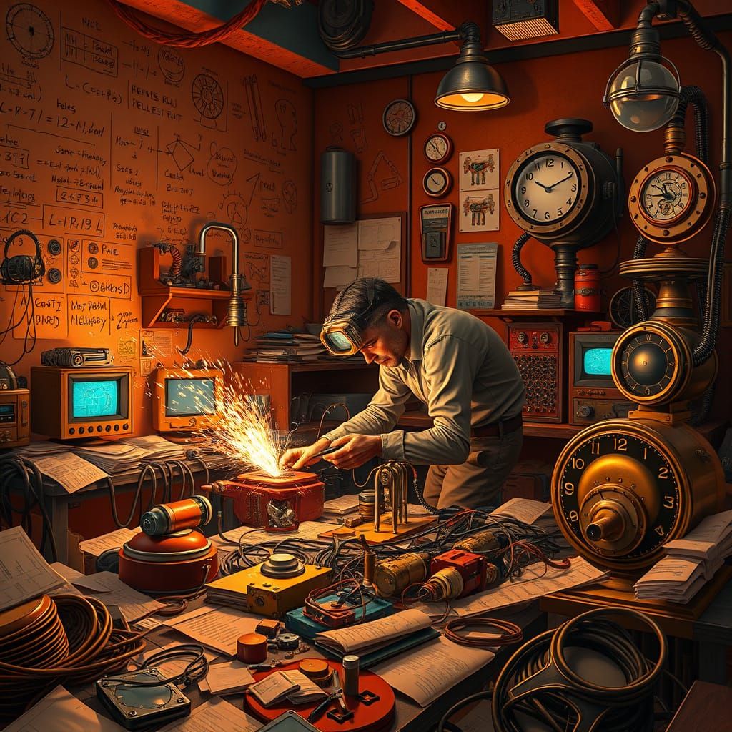 Inventor's Workshop in Steampunk Style