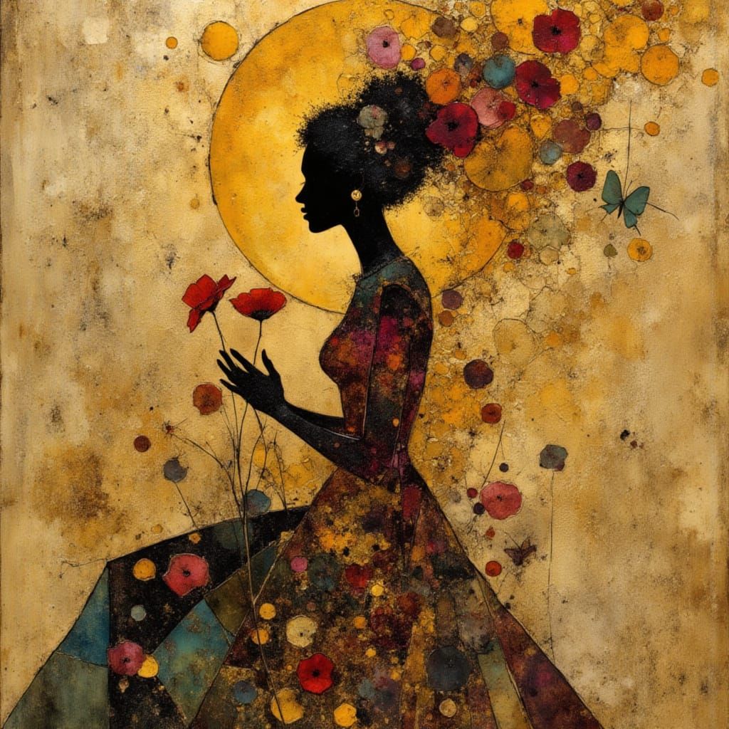 Ethereal Silhouette in Art Nouveau Style