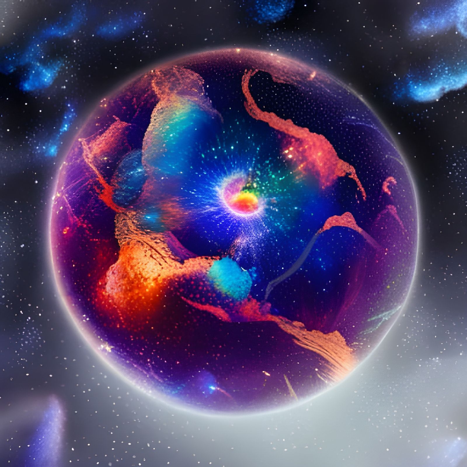Cosmic Earth: Holographic Astral Illustration