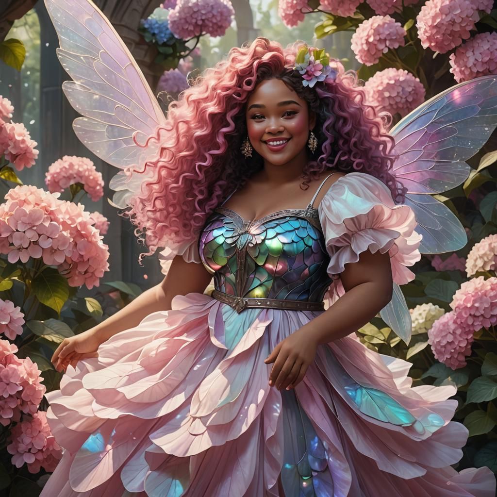 Black Woman with Fairy Wings in Digital Painting