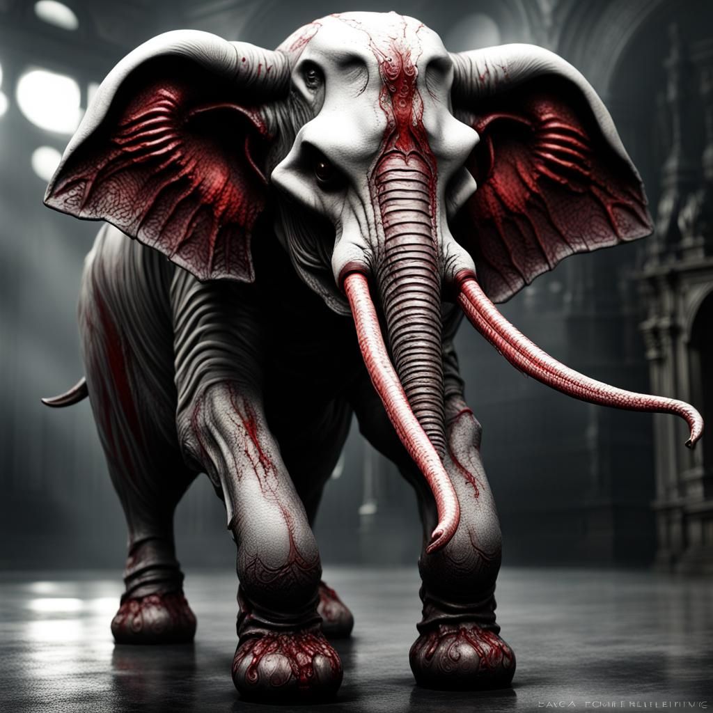 Undead Elephant Bull Hybrid: Gothic Horror