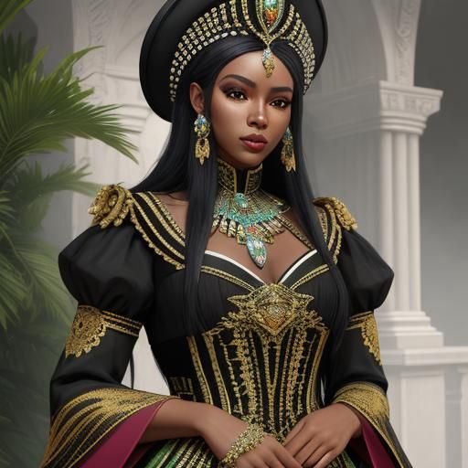 Colombian Woman in Emerald Headdress: Hyperrealistic Portrai...