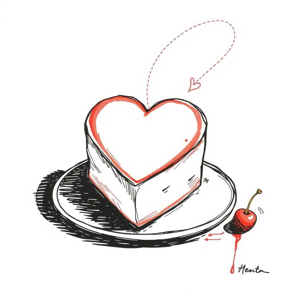 Surreal Heart Cake in Modern Art Style
