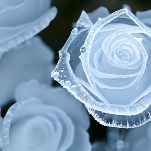Blooming Ice Rose in Dark Surreal Style
