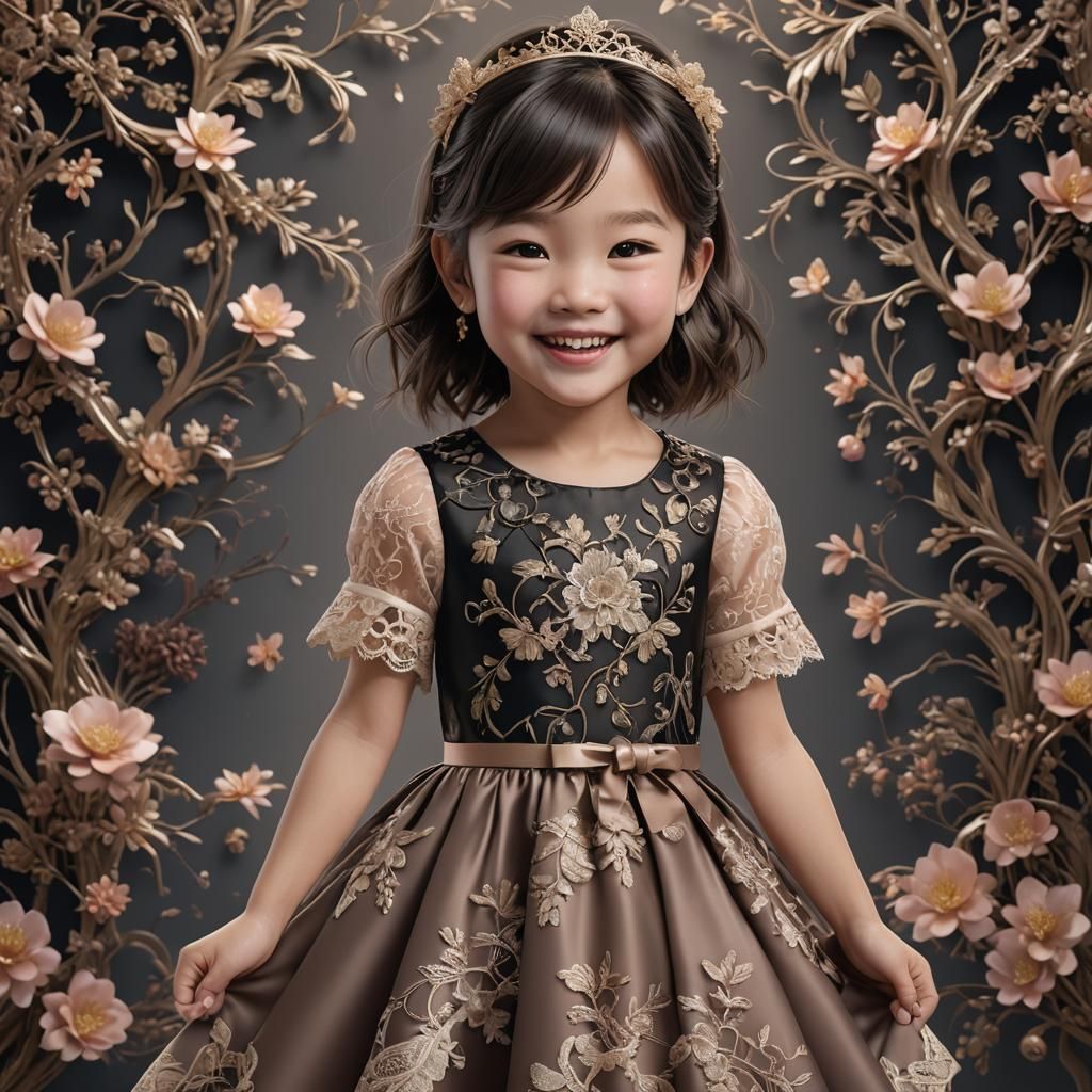 Toddler in Lace Dress: Detailed Fantasy Art