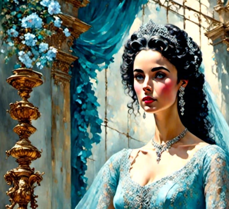 1950s Debutante Portrait in Oil, Elizabeth Taylor Style