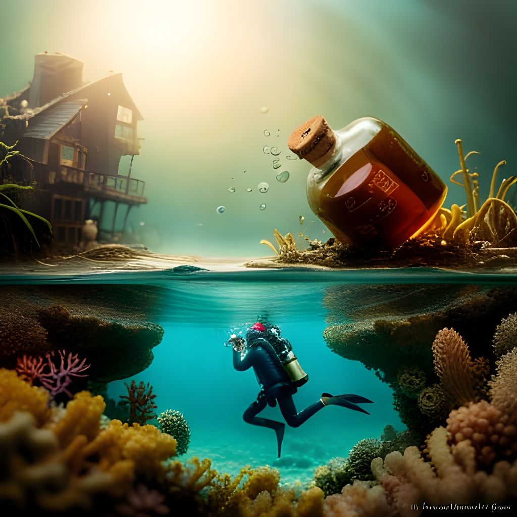 Scuba Diver in a Bottle: Steampunk Diorama