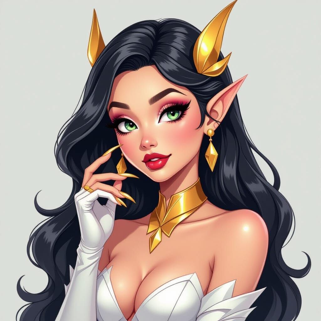 Golden Sprite Portrait in Dark Disney Style