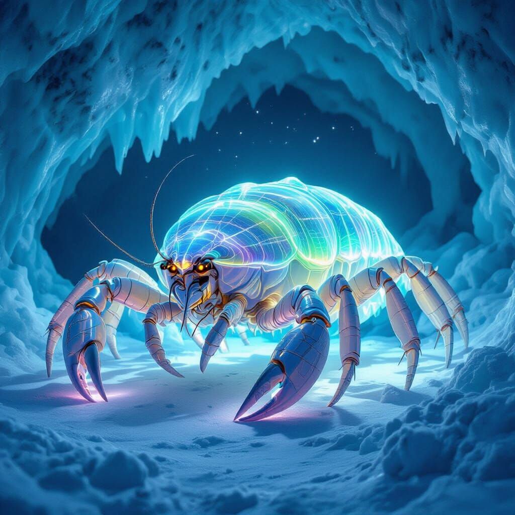 Glowing Aurora Crustacean in Dark Fantasy Style