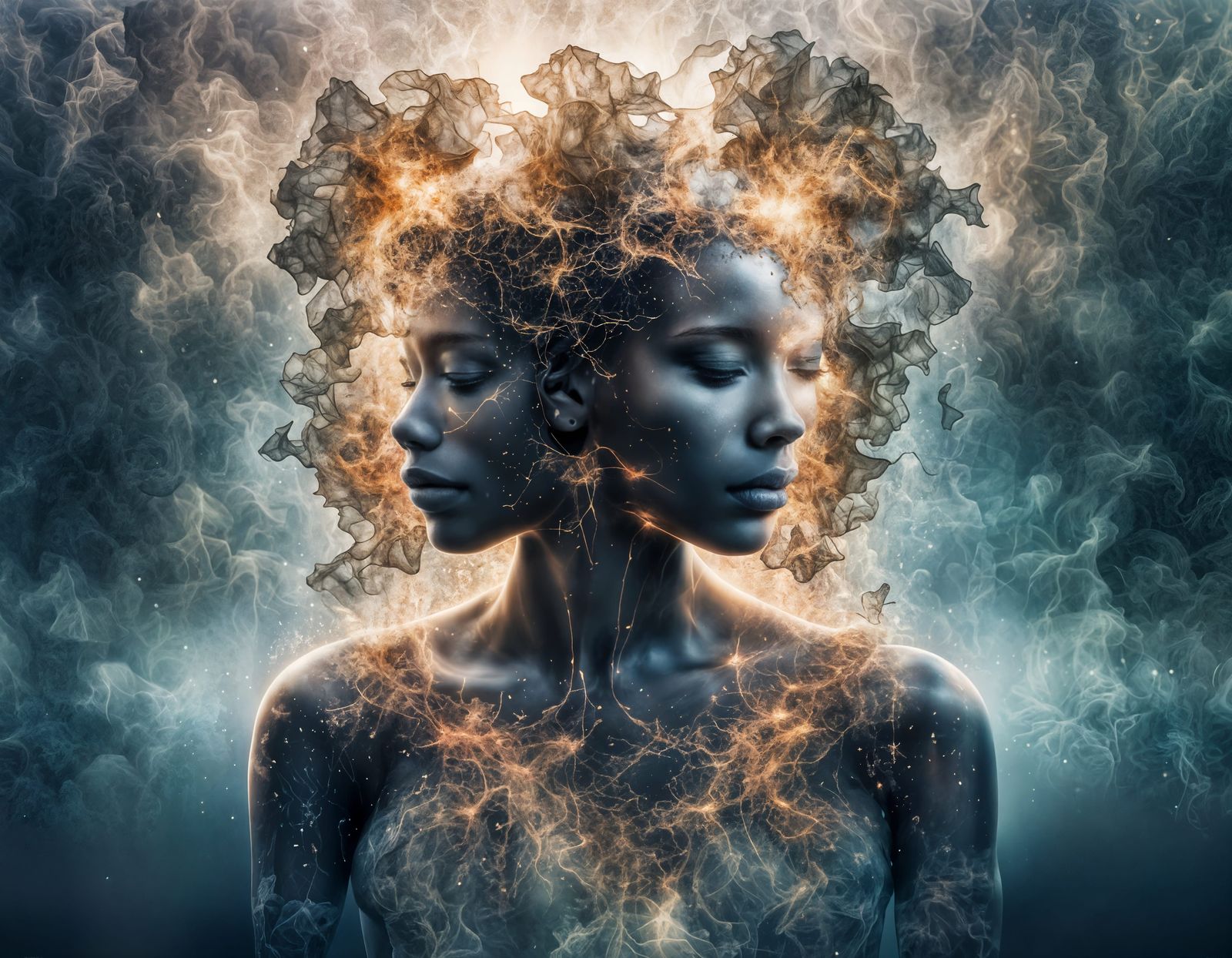 Hyperdetailed Triple Exposure Digital Art in 8K