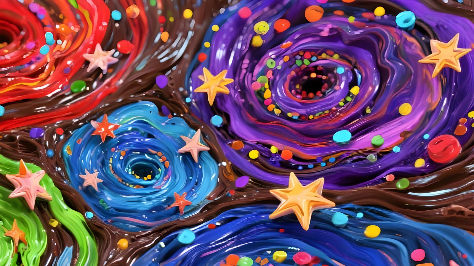Vivid 3D Star Maelstroms in Impasto Oil Paint