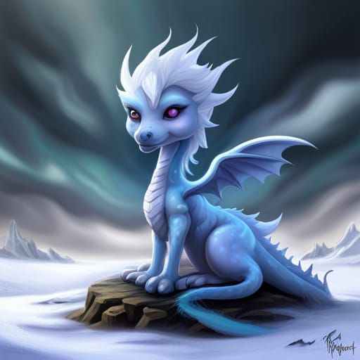 Adorable Ice Dragon in High-Resolution Fantasy Art