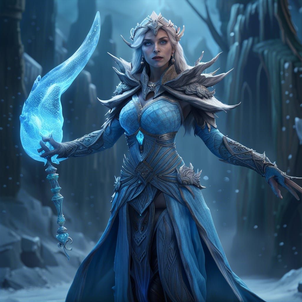 Detailed Ice Sorceress Fantasy Concept Art