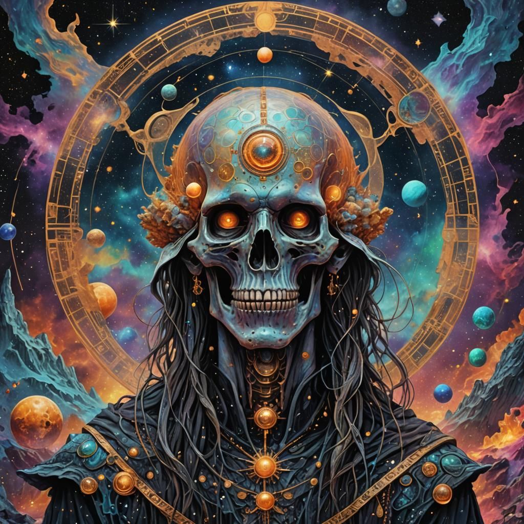 Cosmic Charon in Holographic Astral Illustration