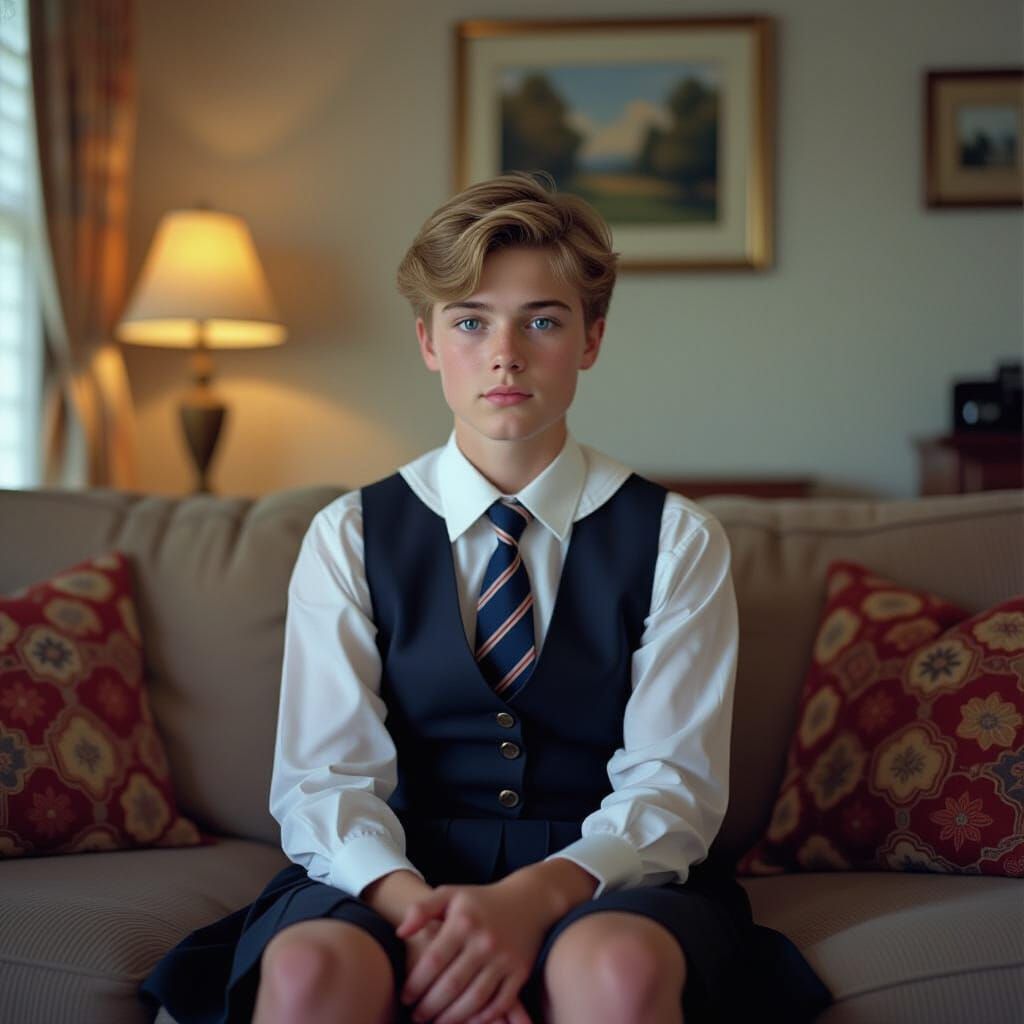 Ethan in Schoolgirl Uniform, Cinematic Film Style