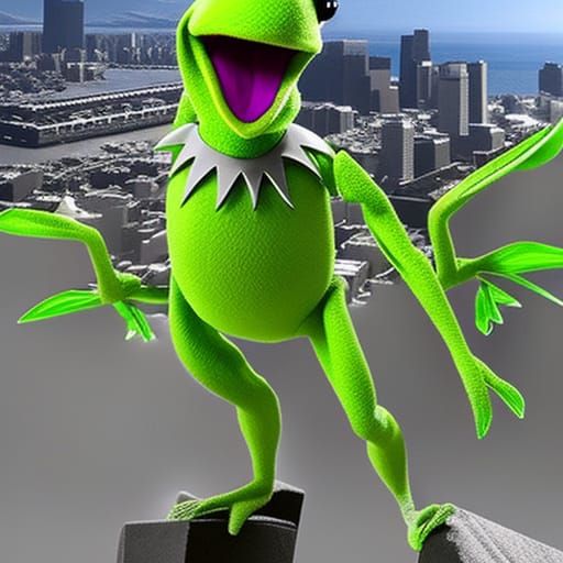 Muscular Kermit with Six-Pack Abs