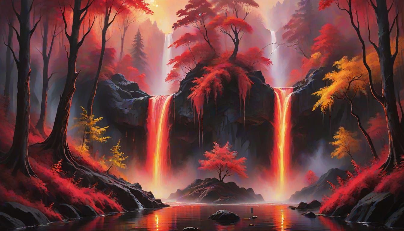 Enchanted Forest Unveiled in Vibrant Oil Painting