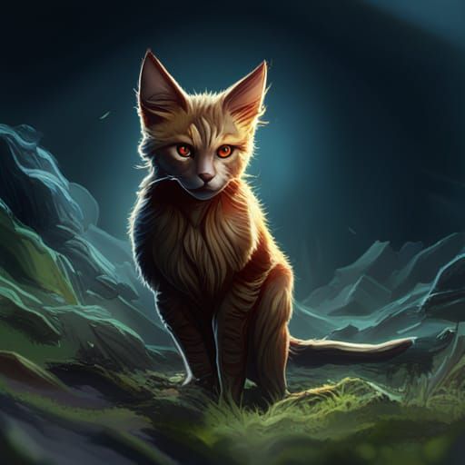 Hyperdetailed Warrior Cat in Dark Fantasy Style