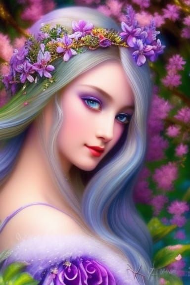 Azalea Fairy in Whimsical Garden, Watercolor Style