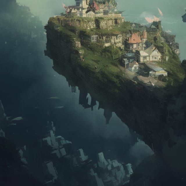 Ethereal Victorian Cliffside Village in Vibrant, Cinematic S...