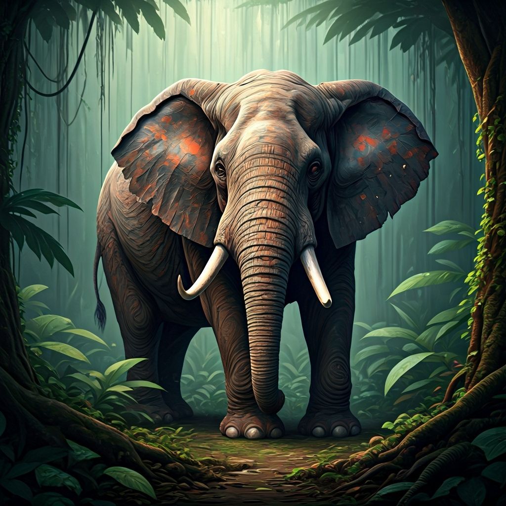 Wired Elephant in Jungle: Twisted Mechanical Art