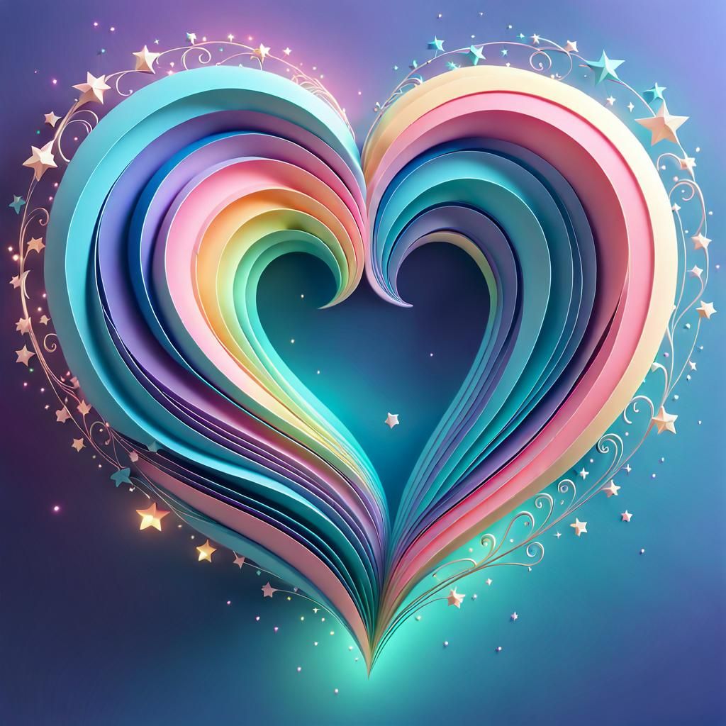 Dreamy Low Poly Heart with Pastel Colors