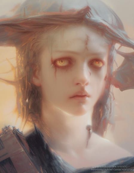 Evil Girl Horror in Gustave Doré Style