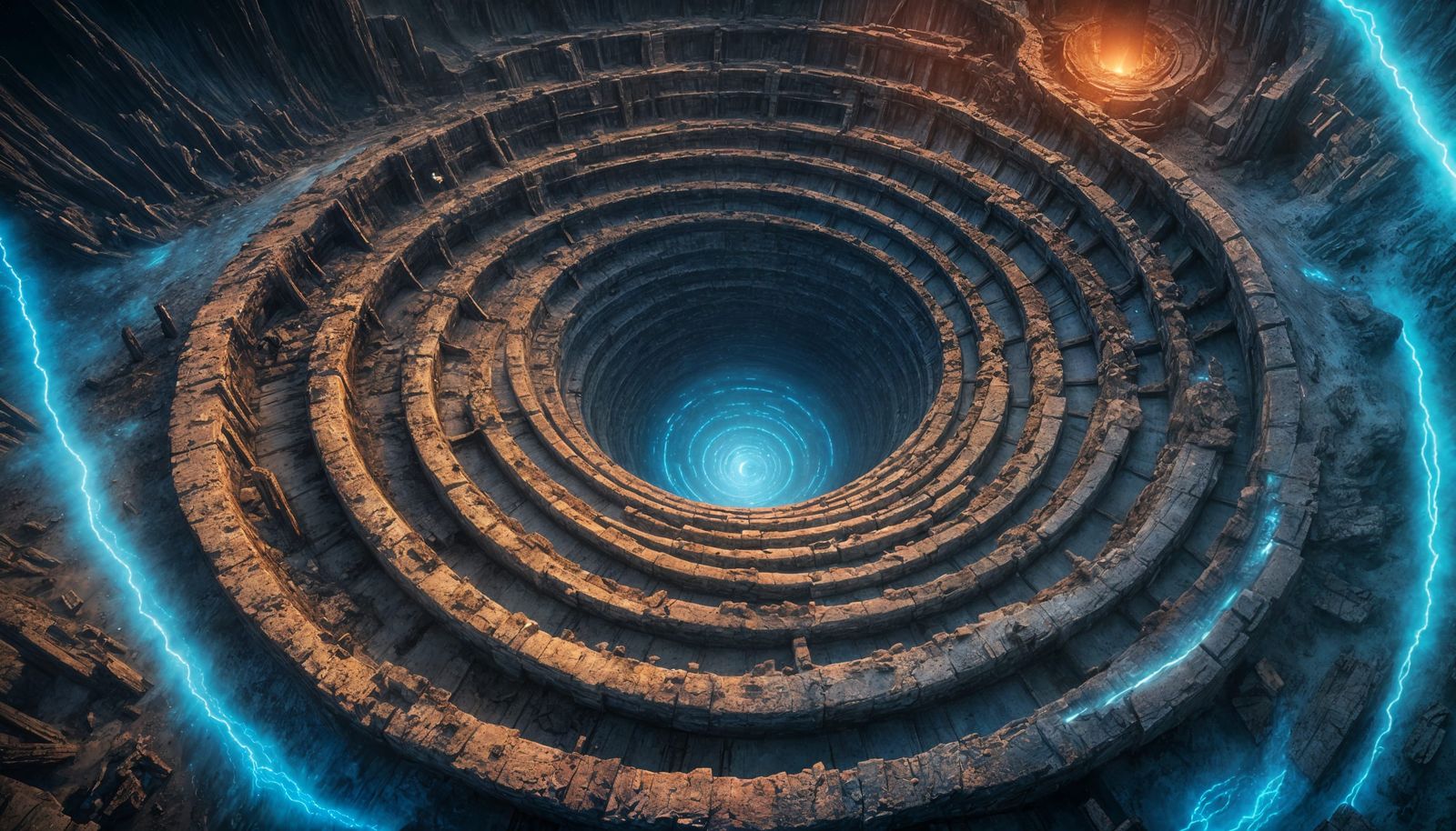 Post-Apocalyptic Anomaly with Blue Light in Matte Painting S...