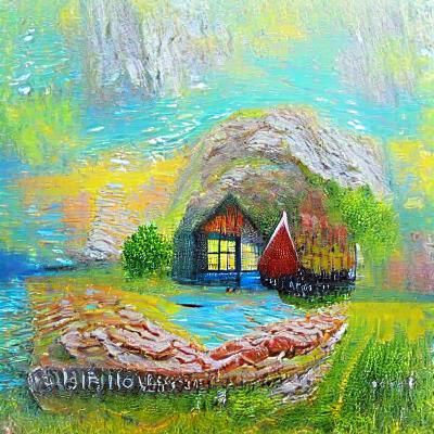 Vibrant Scandinavian Retreat in Expressionist Oil Painting