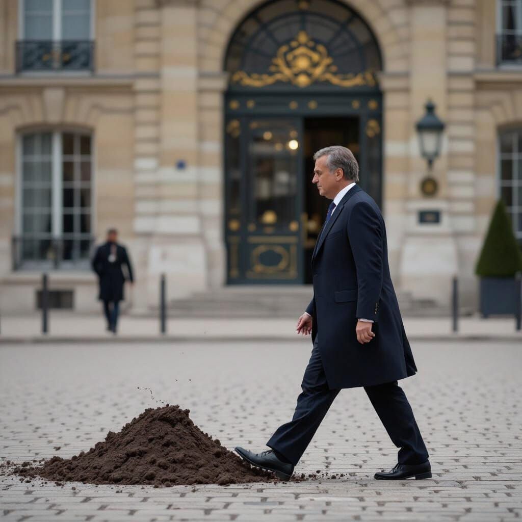 French President Steps in Excrement Outside Elysée