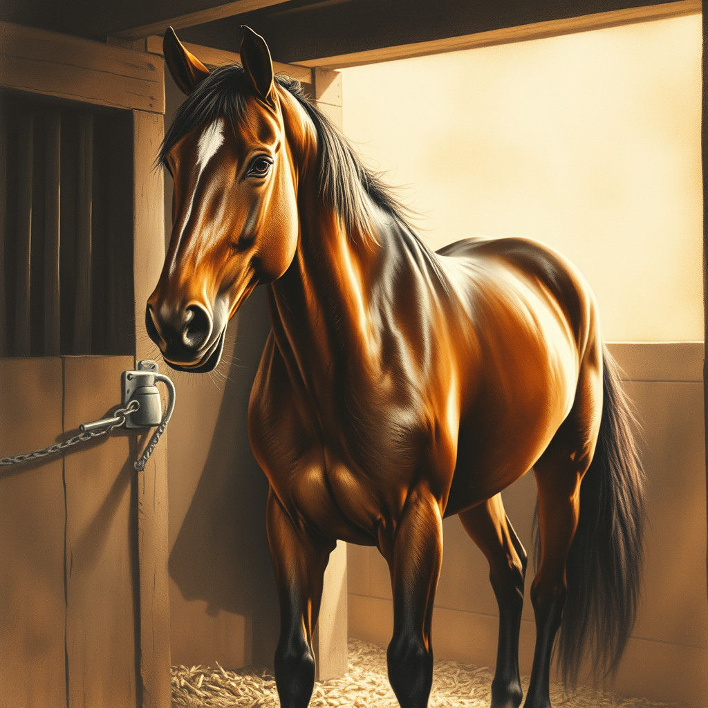 Sweaty Majestic Horse: Hyperdetailed Charcoal Drawing