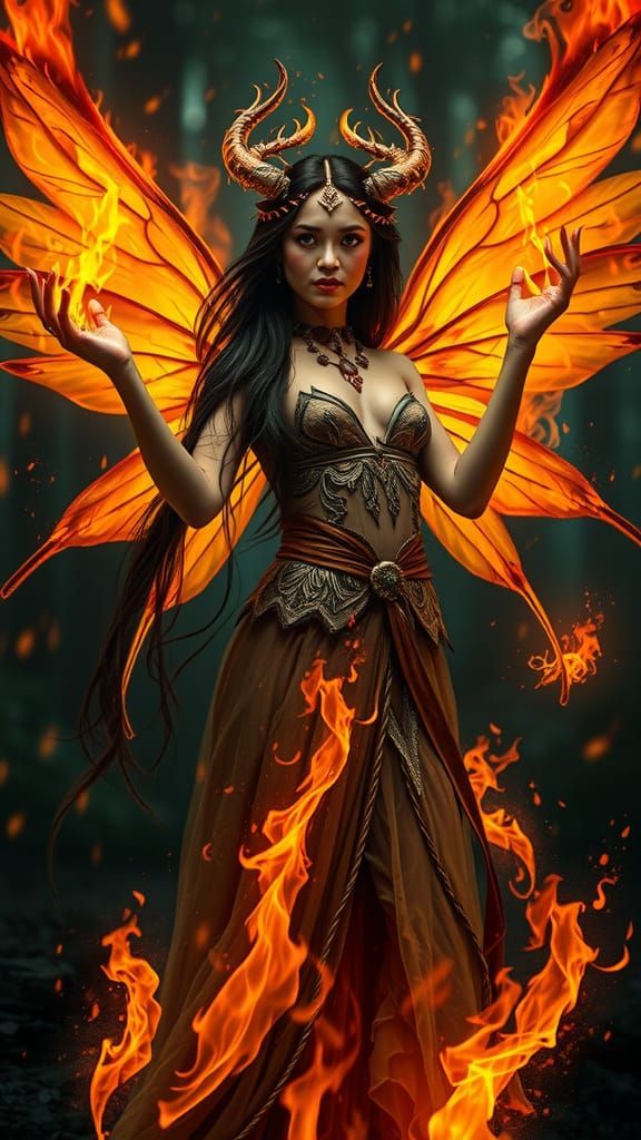 Ethereal Infernal Enchantress Unleashes Fiery Magic