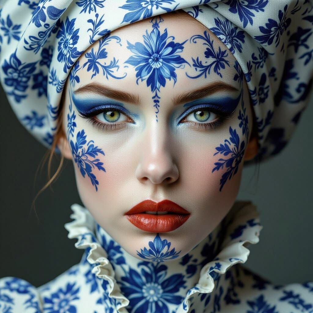 Surreal Delftware Dancer Portrait