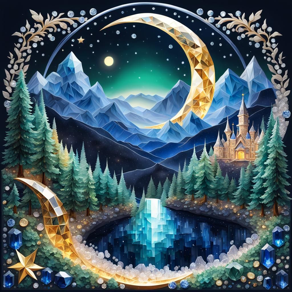 night landscape made of cristal