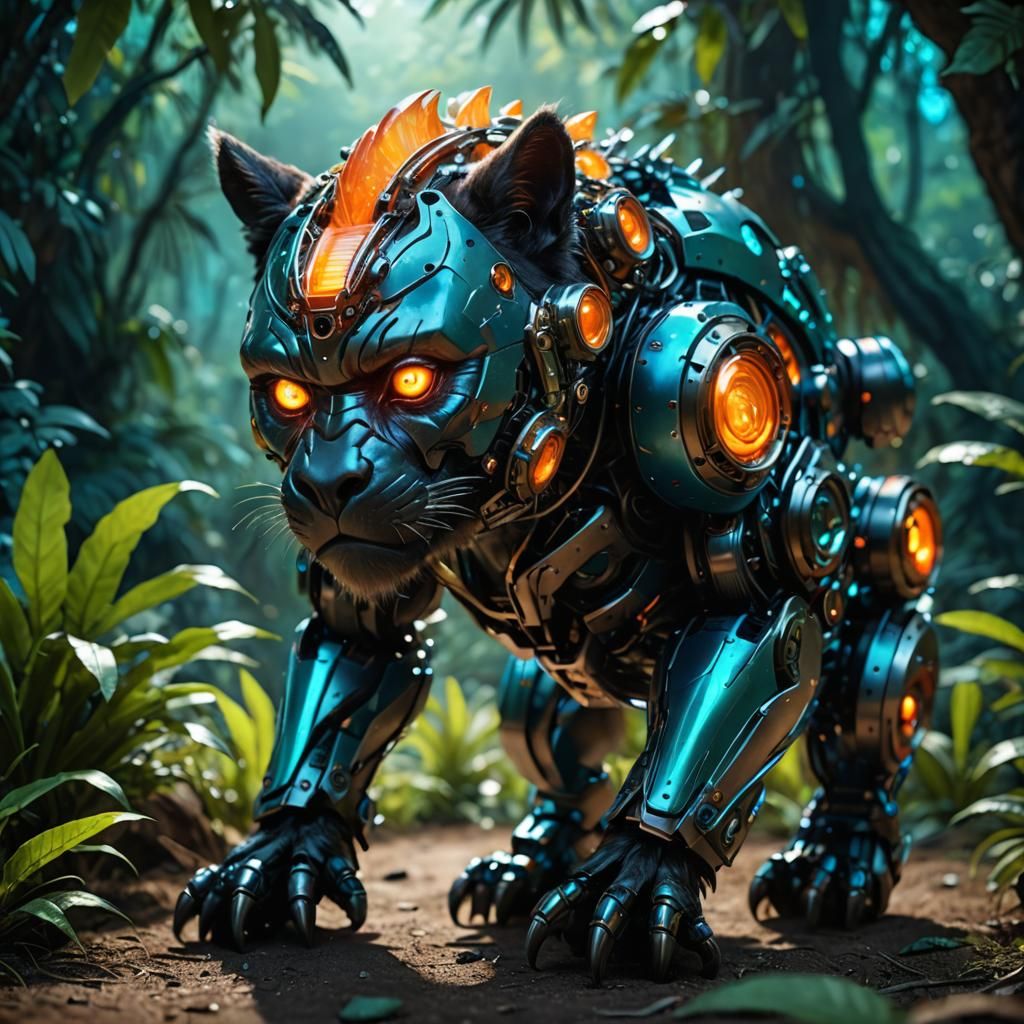 Biopunk Robot Animal in Nature Photography Style