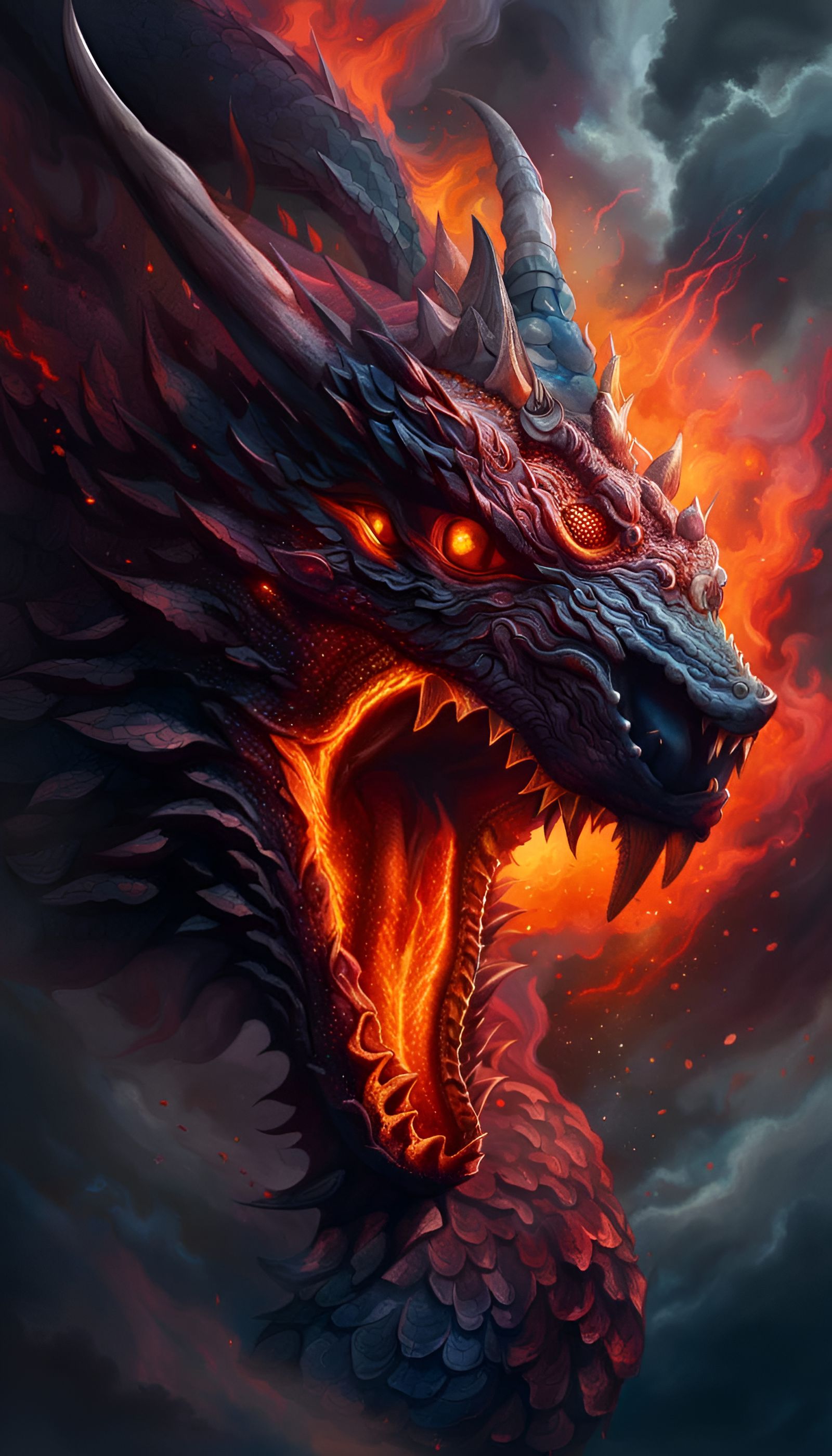 Epic Roaring Dragon Head Made of Clouds