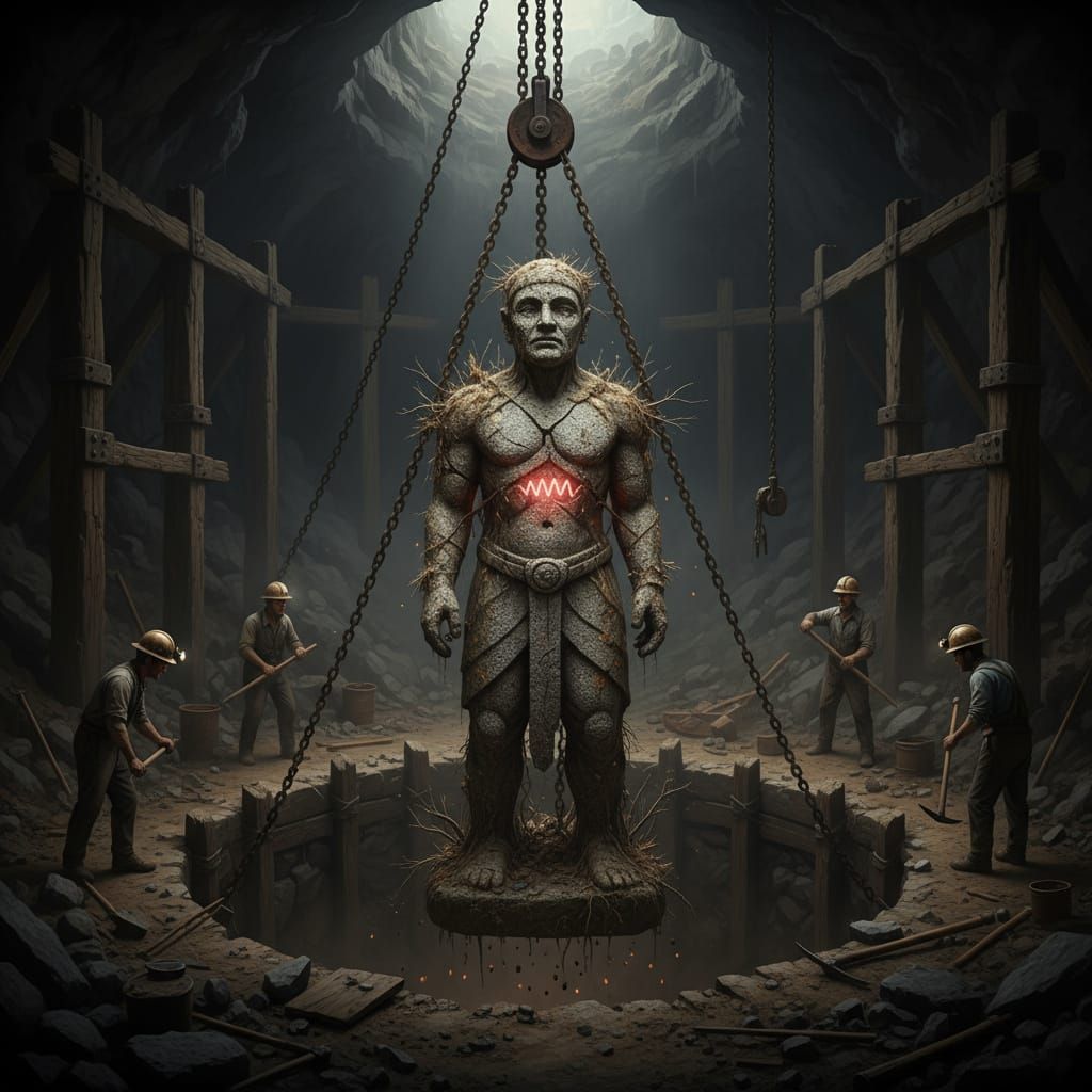 Ancient Statue Unearthed From Deep Mine